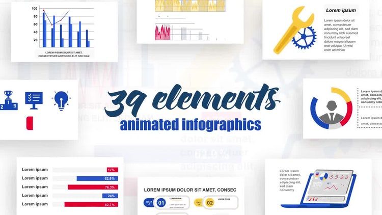 专业设计和动画元素的简洁外观集合ae模板