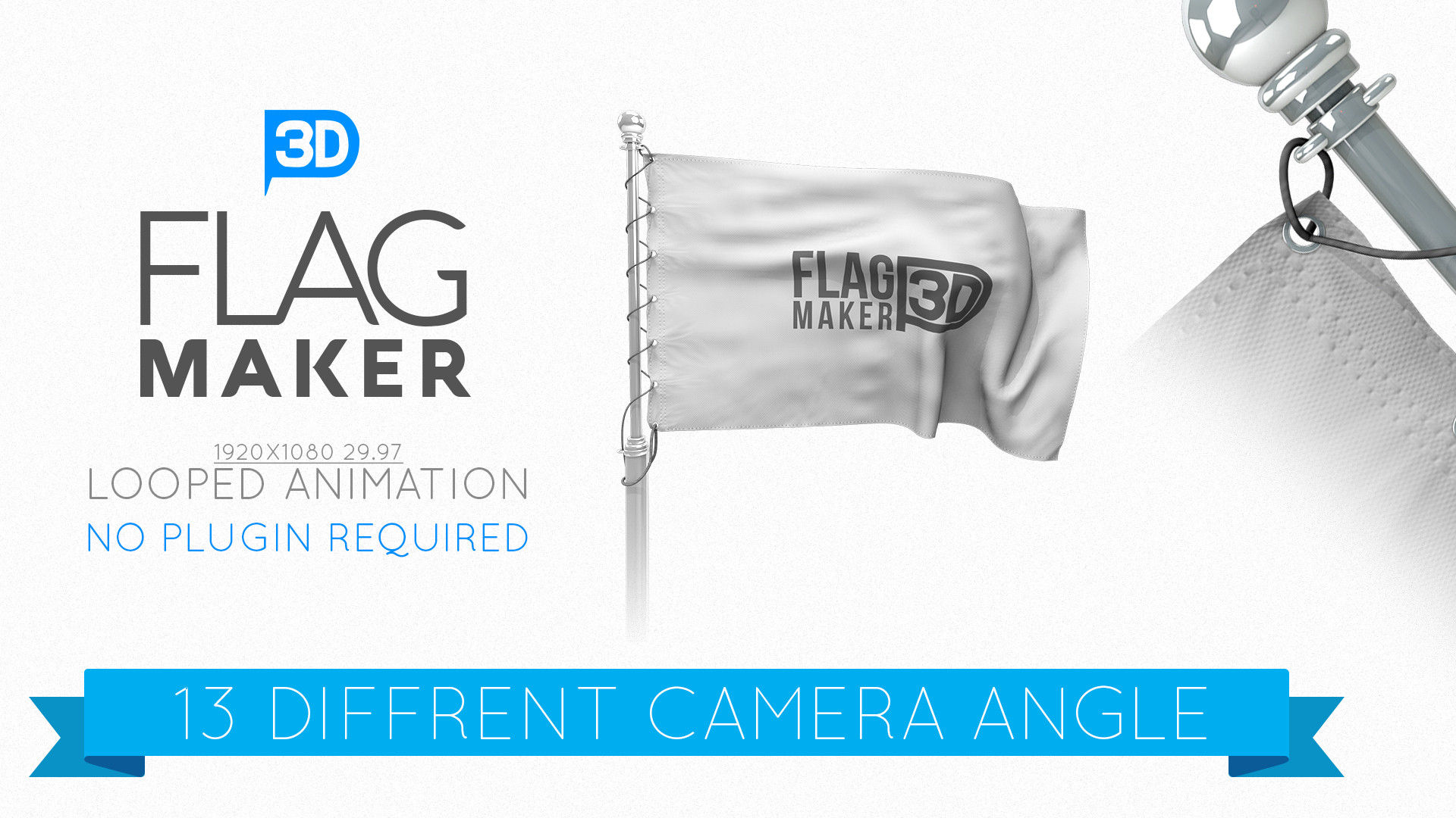 独特干净创意的旗帜展示标志素材库精选AE模板