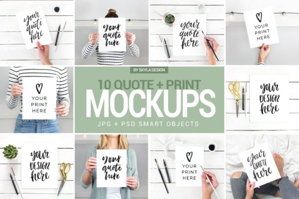 Ins专用手持引语纸张样机模板素材库精选 Quote mockups social media Instagram