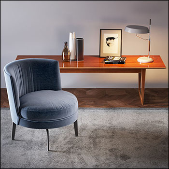 书桌台灯书本和沙发椅素材之家精选3D模型