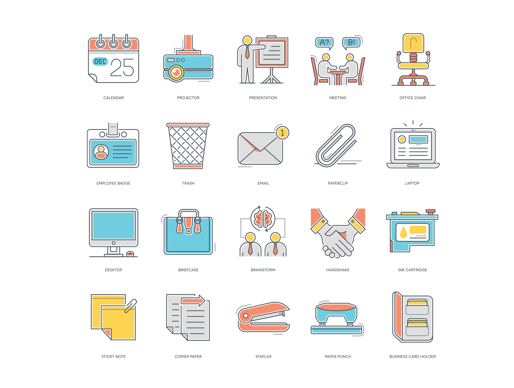 73 个办公室创意图标套装下载[Ai]插图(2)