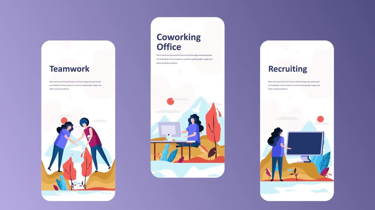 6个优雅的动态插图幻灯片素材库精选AE模板Employment