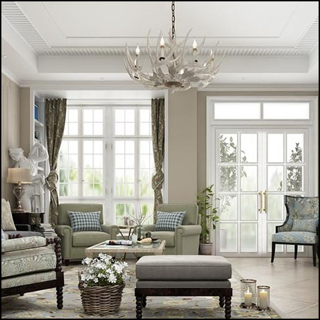 欧式现代客厅场景素材之家精选3D模型