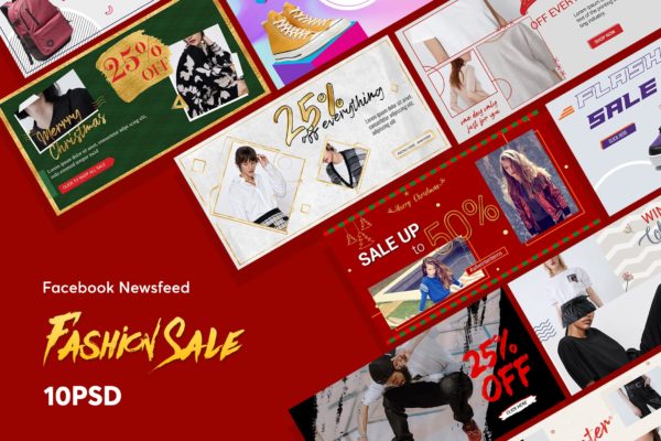 创意时装销售Facebook社交广告图设计模板素材库精选 Creative Fashion Sale Facebook NewsFeed