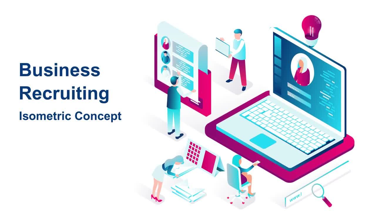 业务招聘-等距概念动画素材库精选AE模板