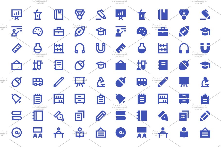 材料教育与学校图标 Material Education and School Icons插图(2)