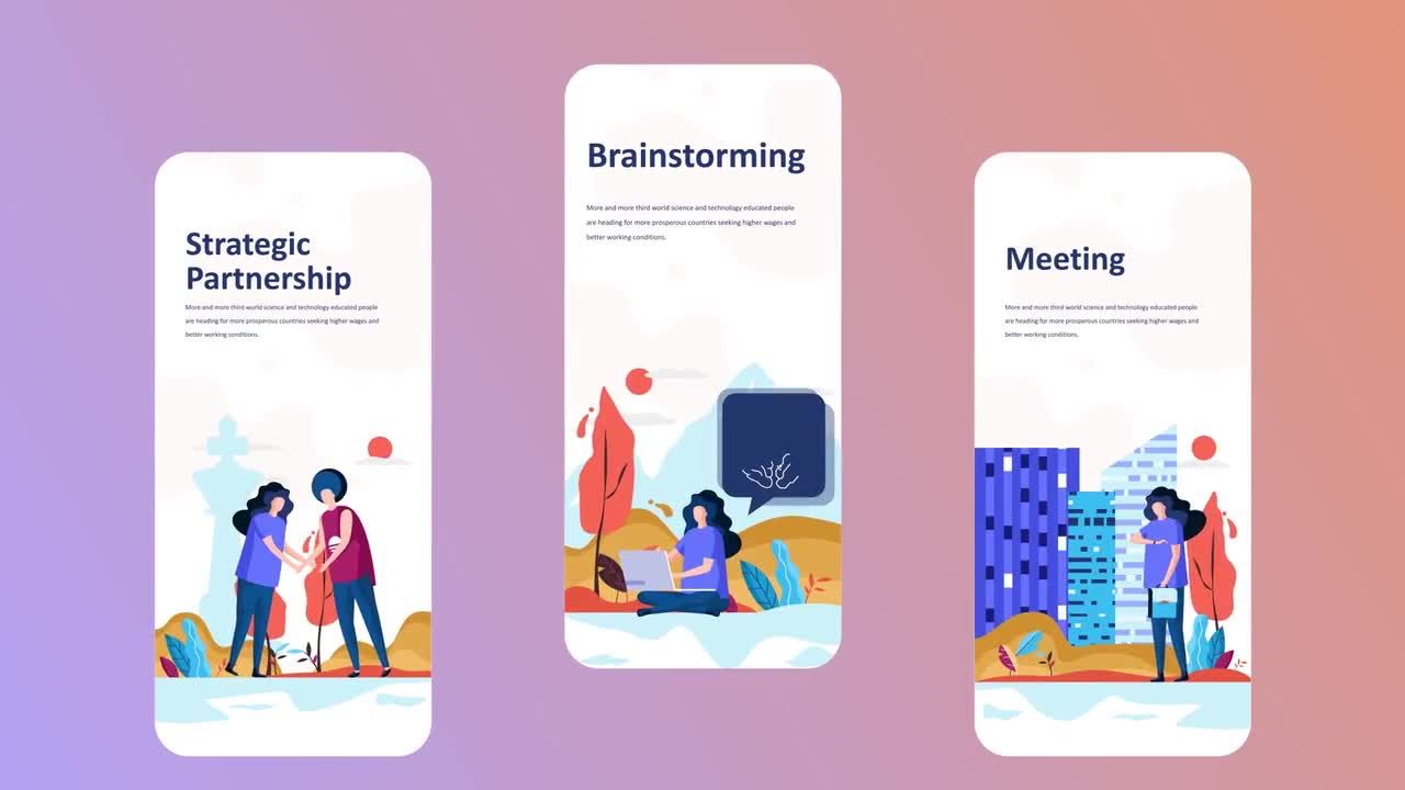 6个充满活力的广告宣传插画素材库精选AE模板Partnership