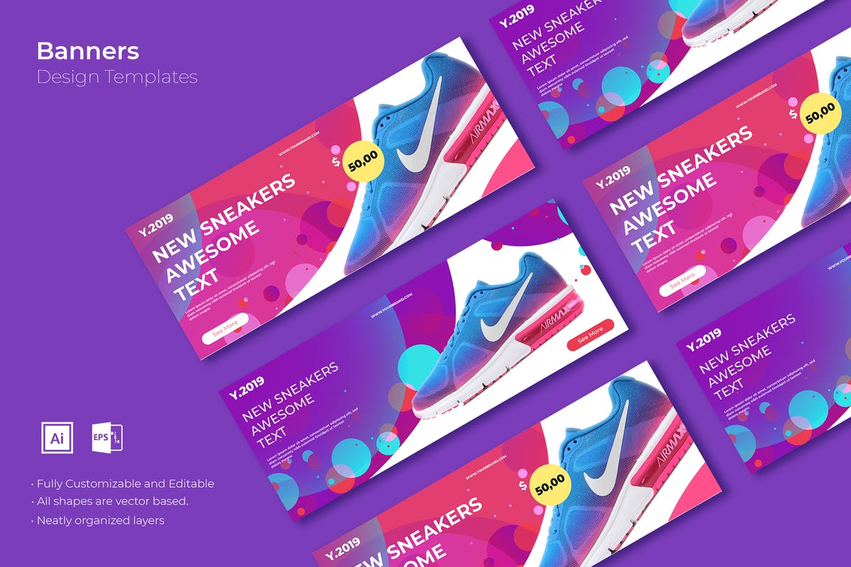 电商网店品牌促销Banner素材库精选广告模板v12 SRTP Banners Template.12插图