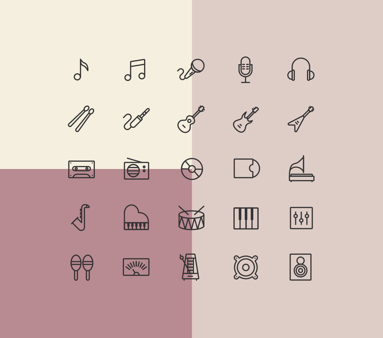 25枚音乐乐器主题矢量线性图标 25 Music Line Icons插图