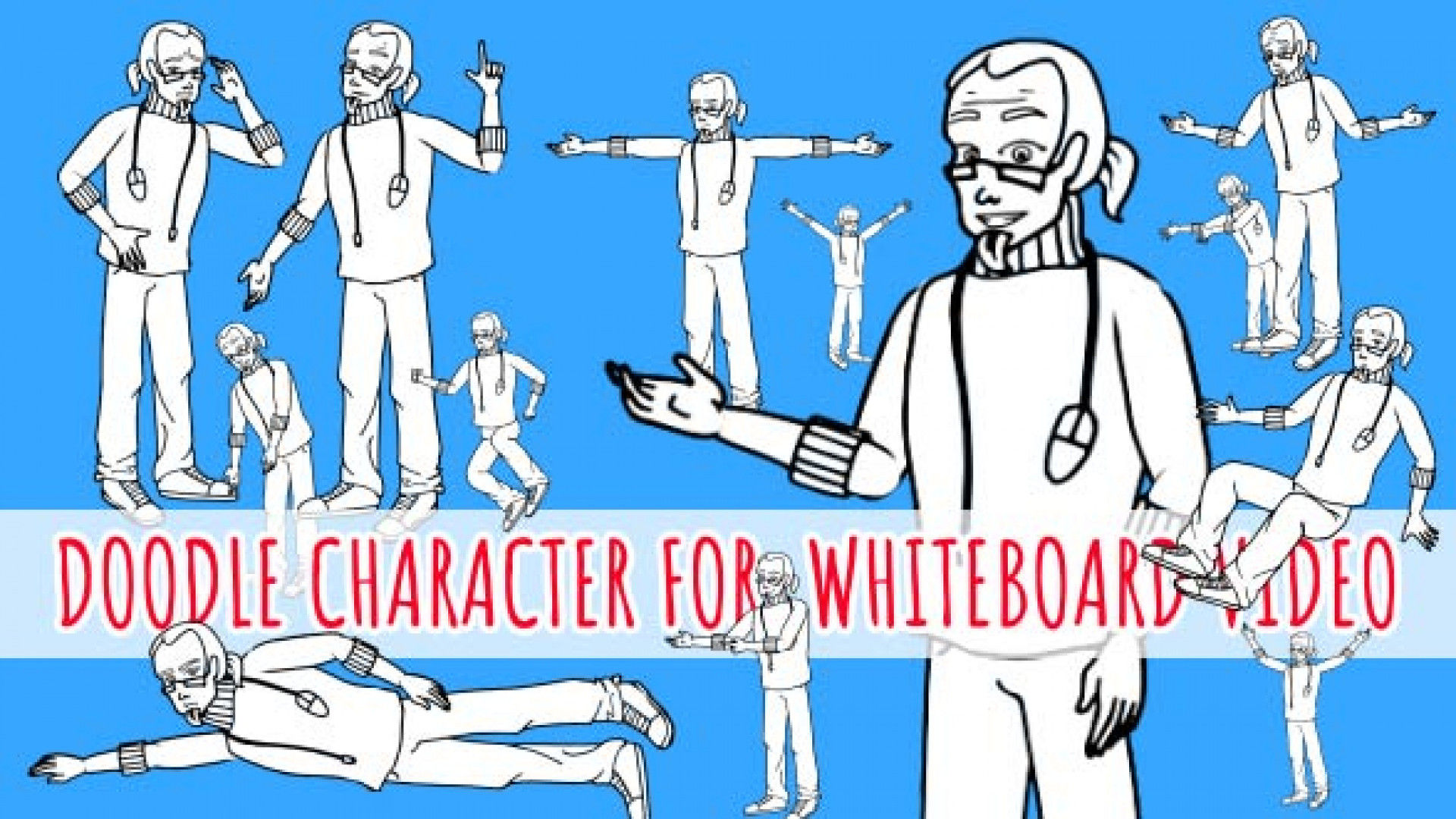 手绘线条涂鸦卡通动画人物商业广告素材库精选AE模板