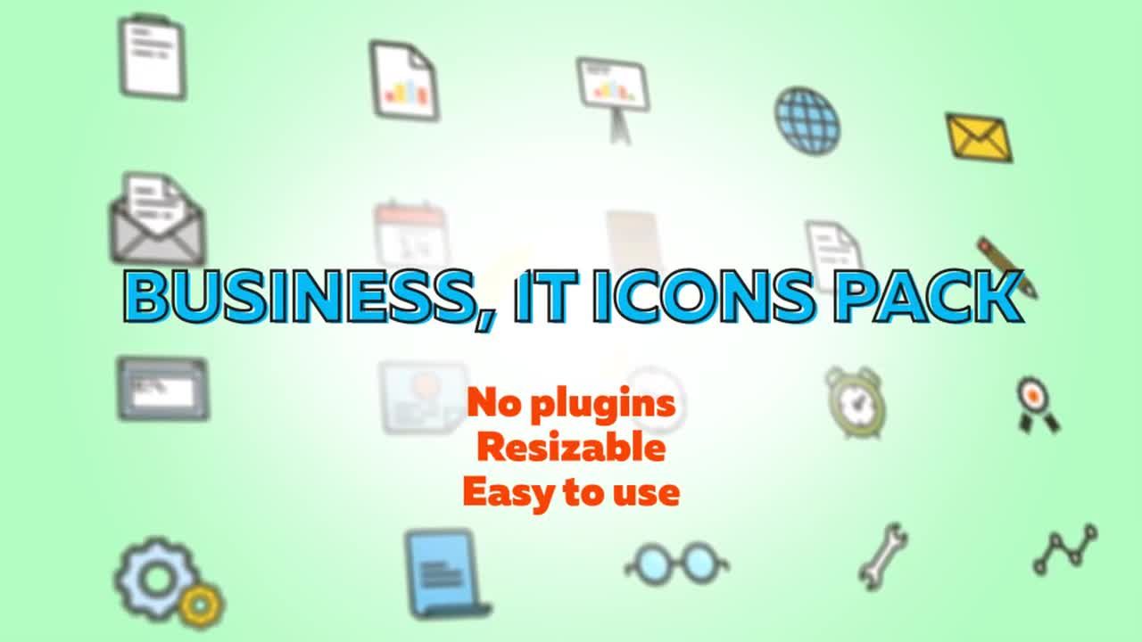 40个独特的扁平化图标显示素材库精选AE模板