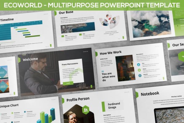 银行证券保险金融行业分析PPT幻灯片模板 Ecoworld – Multipurpose Powerpoint Template