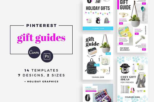 礼品指南社交媒体模板素材库精选 Gift Guide Pinterest Templates [psd]