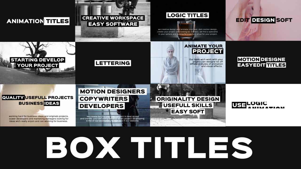 12个极简时尚的Box标题素材库精选AE模板