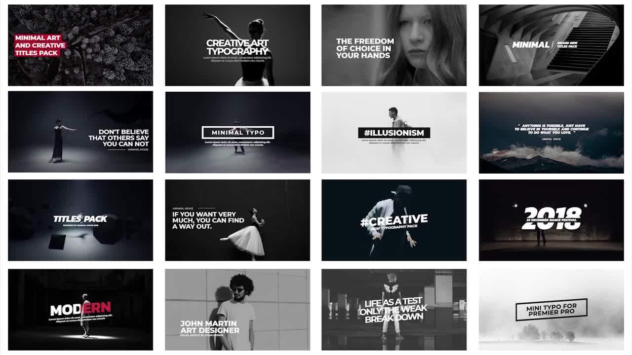 16个最小幻觉艺术标题素材库推荐PR模板