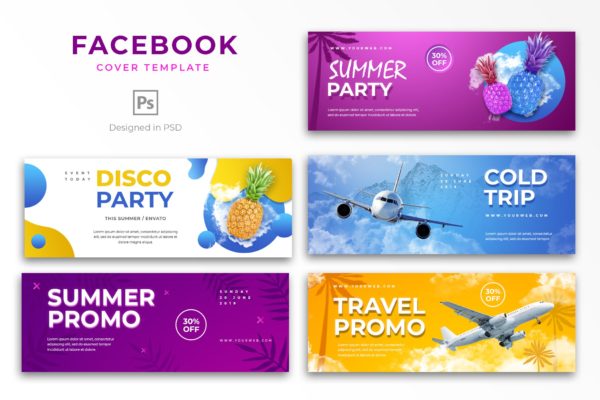 夏天主题活动推广Facebook主页封面设计模板素材库精选 Summer Facebook Cover Template