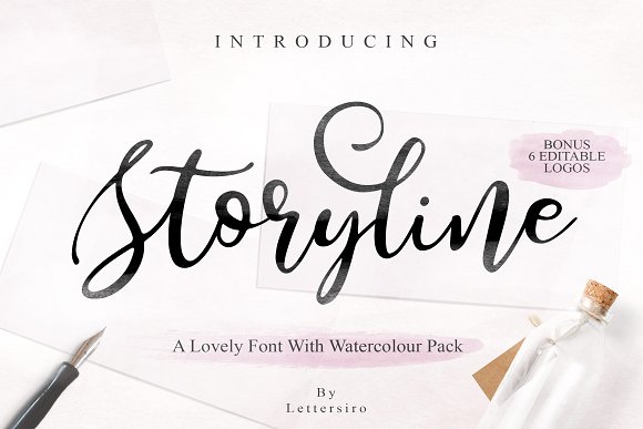 Storyline Font & Watercolour Pack素材之家精选英文字体