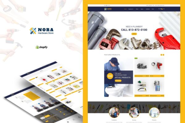 机械维修工具设备外贸电商网站Shopify主题模板素材库精选 Nora – Hardware Store Shopify theme