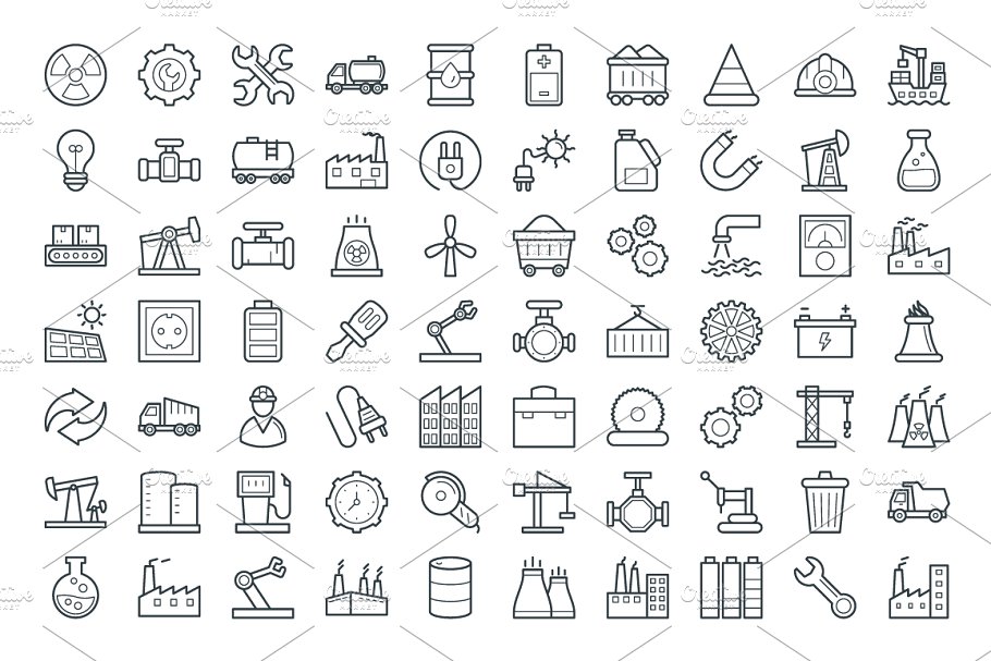 100+工业矢量图标 100+ Industrial Vector Icons插图(1)