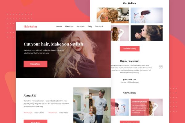 美发沙龙培训机构/理发店推广EDM邮件模板素材库精选 Hair Salon – Email Newsletter