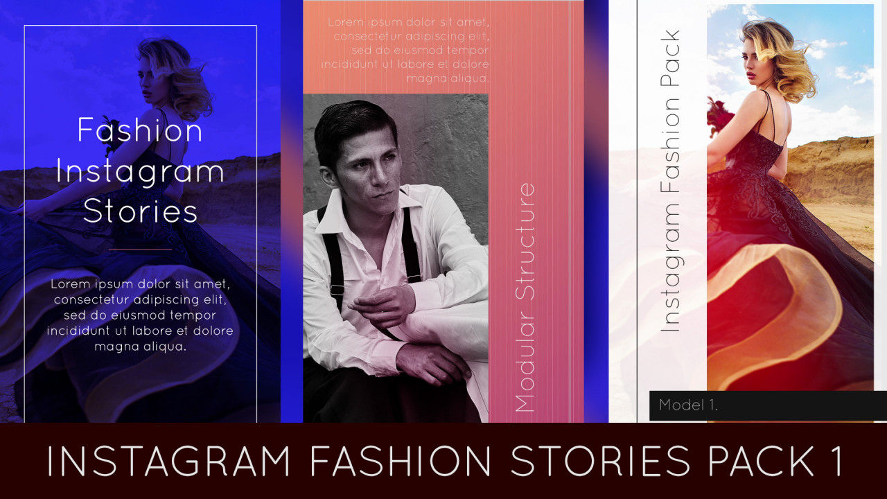 快速简便的动态时尚照片过渡效果素材库精选AE模板Instagram Fashion Stories Pack 1