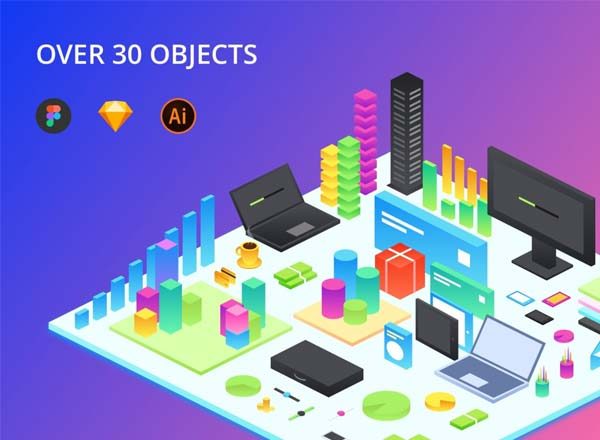 素材库下午茶：流行的立体新风格图标下载[Ai,Sketch]