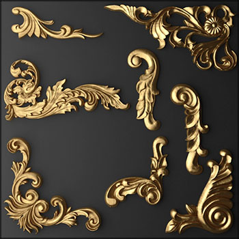 欧式金箔金属雕花素材之家精选3D模型