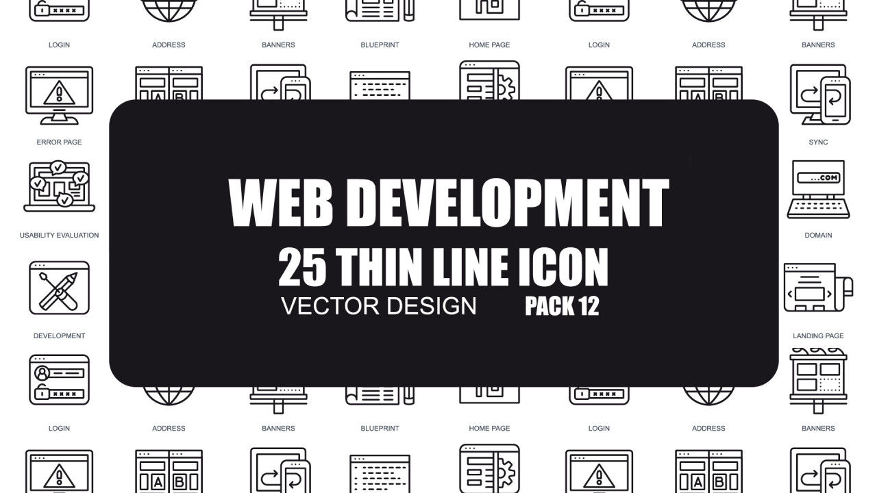 25个Web开发细线图标平滑效果素材库精选AE模板