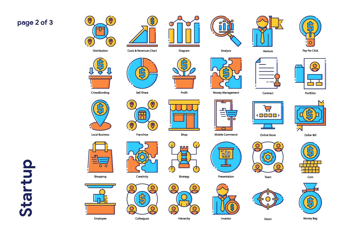 95枚项目启动主题填色线性素材库精选图标 Startup Icon Set插图(2)