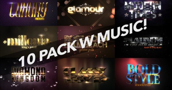 奢华金属风格视频Logo文本素材库精选AE模板 4K Luxury 10 Logo Text Intro Pack