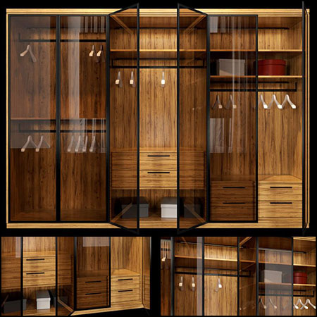 玻璃柜门实木衣柜素材之家精选3D模型