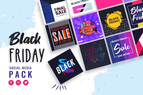 黑色星期五购物节主题社交媒体推广设计素材包 Black Friday Social Media Templates