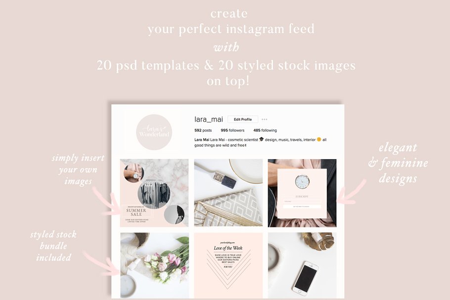 简约时尚风格社交媒体贴图模板素材库精选 Feminine Social Media Templates插图(6)