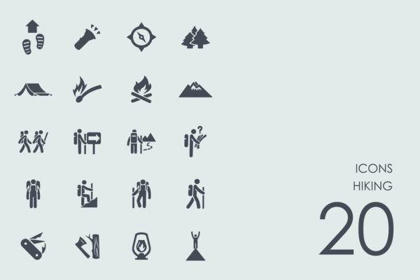 徒步远足主题图标 Hiking icons
