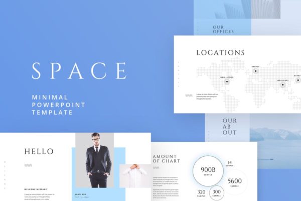现代简约设计企业PPT设计模板 SPACE Powerpoint Template