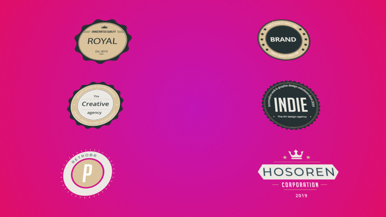8个复古徽章动画素材库精选AE模板