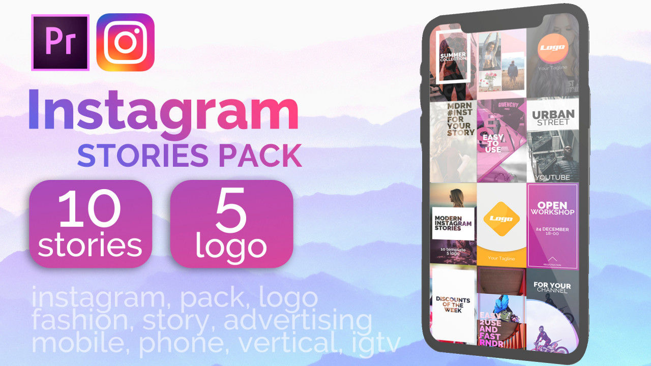 10个Instagram故事动画素材库精选PR模板