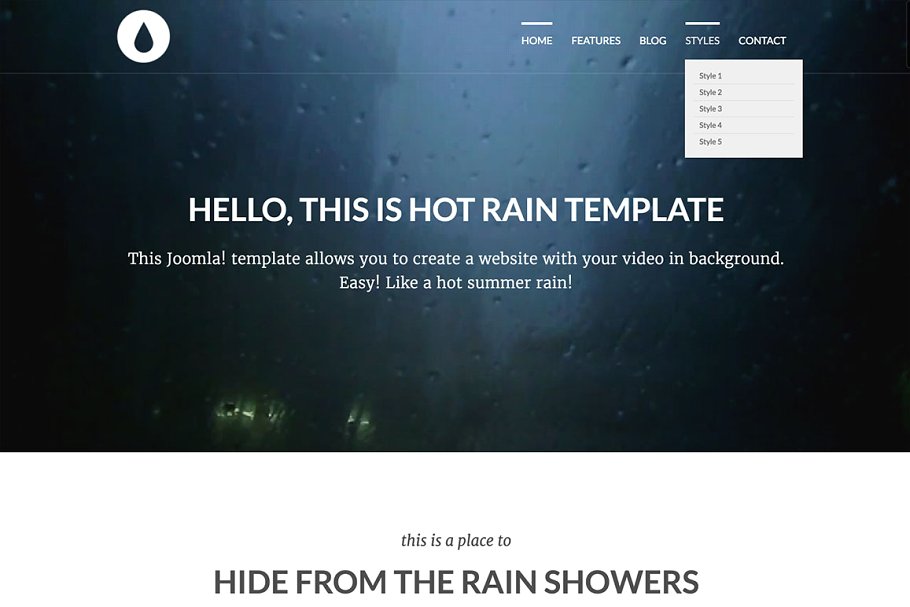经典简约型自适应Joomla网站模板素材库精选 Hot Rain插图(1)