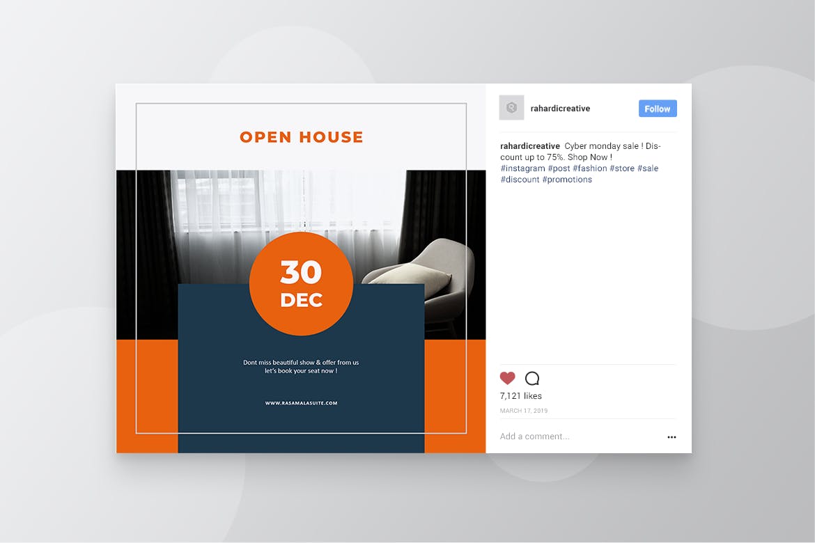 房地产销售租赁Instagram&Facebook社交贴图设计PSD模板素材库精选 RASAMALA Real Estate Instagram & Facebook Post插图(5)