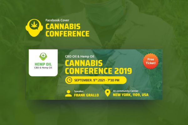 大型会议宣传推广Facebook主页封面设计模板素材库精选 Cannabis Conference Facebook Cover