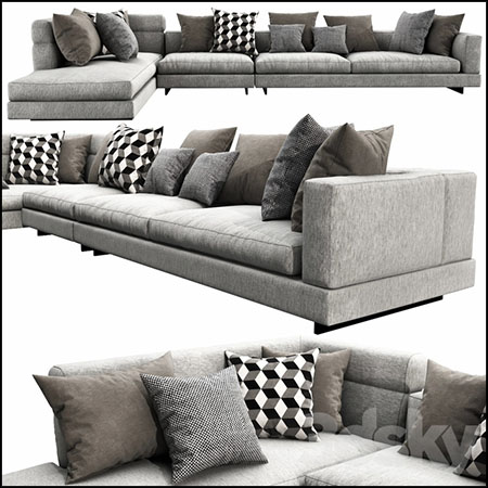 转角组合沙发和靠枕素材之家精选3D模型