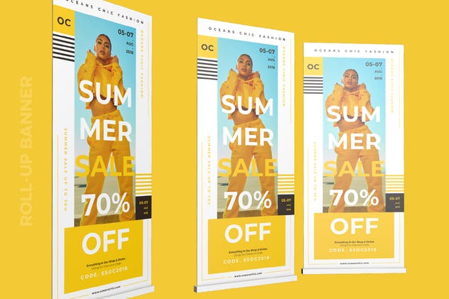 时尚行业易拉宝促销广告模板 Roll-up Banner Fashion插图(1)
