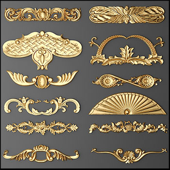 卧室床头餐厅壁挂金色装饰素材之家精选3D模型