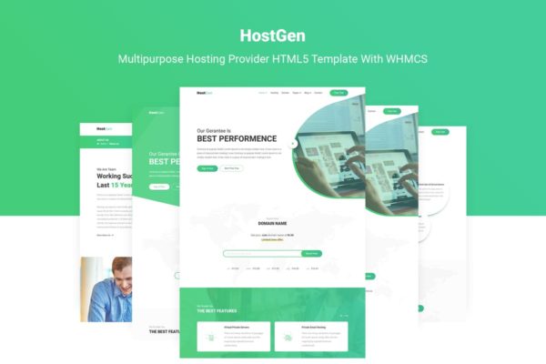 云服务器提供商网站WHMCS模板素材库精选 HostGen – Hosting Provider Template With WHMCS