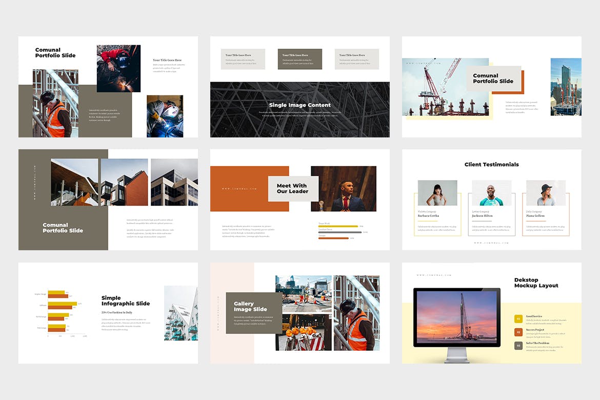 建筑与工程企业介绍/项目策划素材库精选PPT模板 Comunal : Construction & Engineering Powerpoint插图(10)