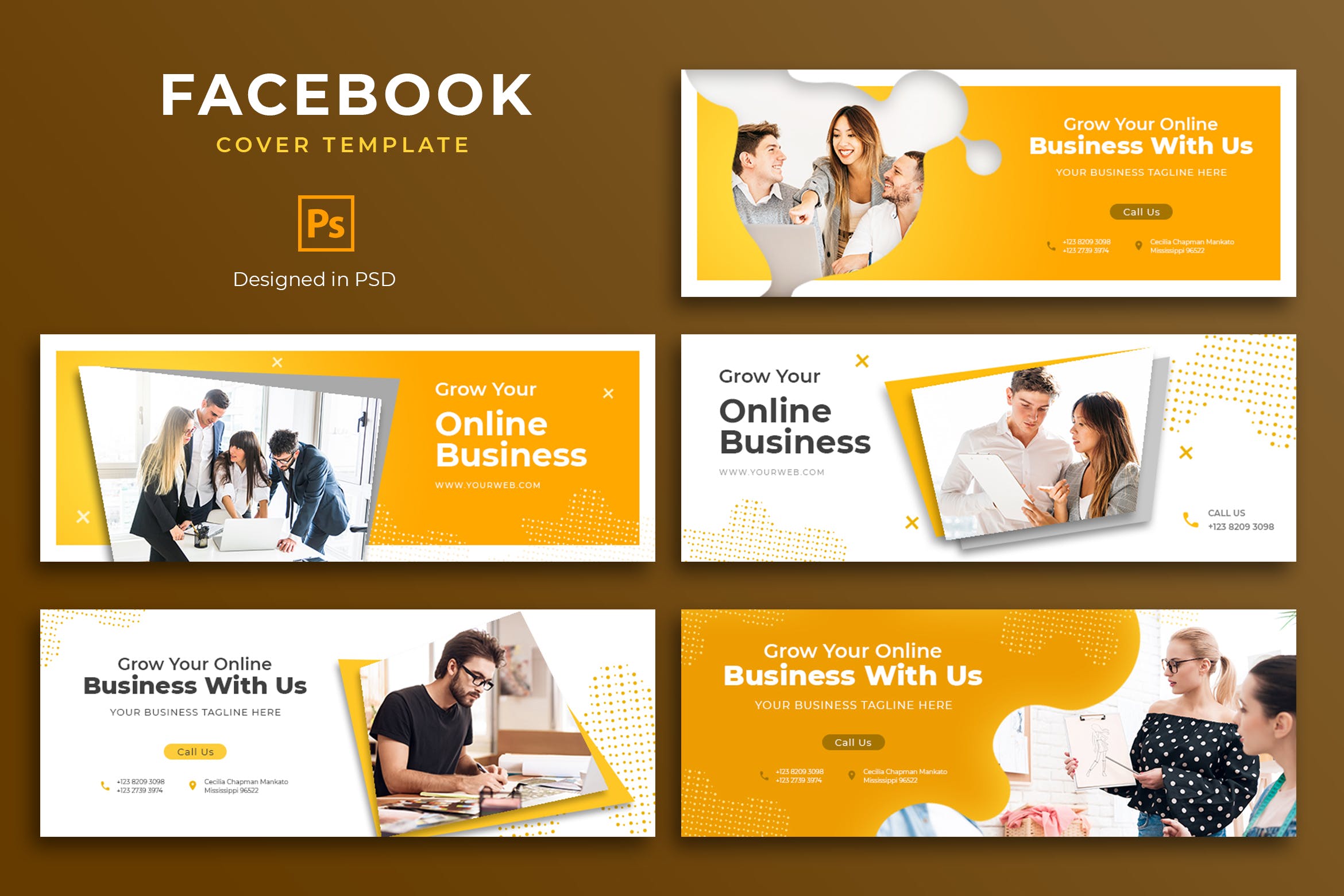 商业推广Facebook主页封面设计模板素材库精选 Business Facebook Cover Template插图