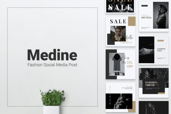 时尚品牌Instagram&amp;Facebook社交推广设计素材 MEDINE Fashion Instagram &amp; Facebook Post