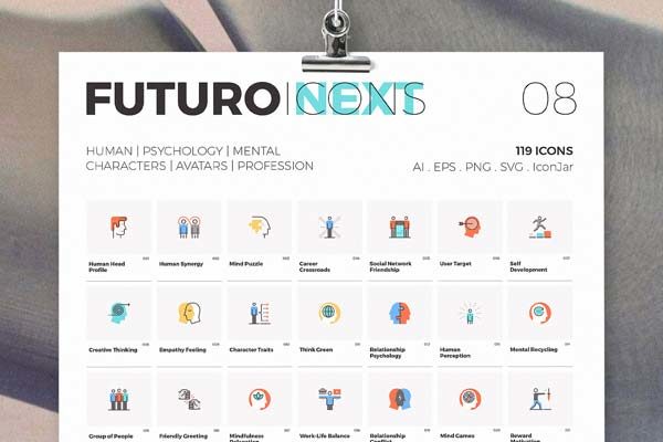 未来人类科技概念图标套装下载[Ai]