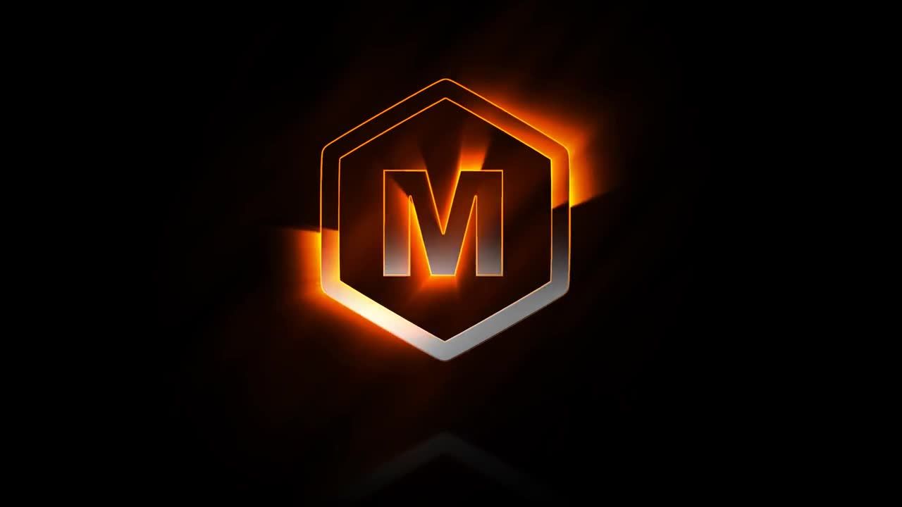 火焰燃烧的六边形动画徽标素材库精选AE模板