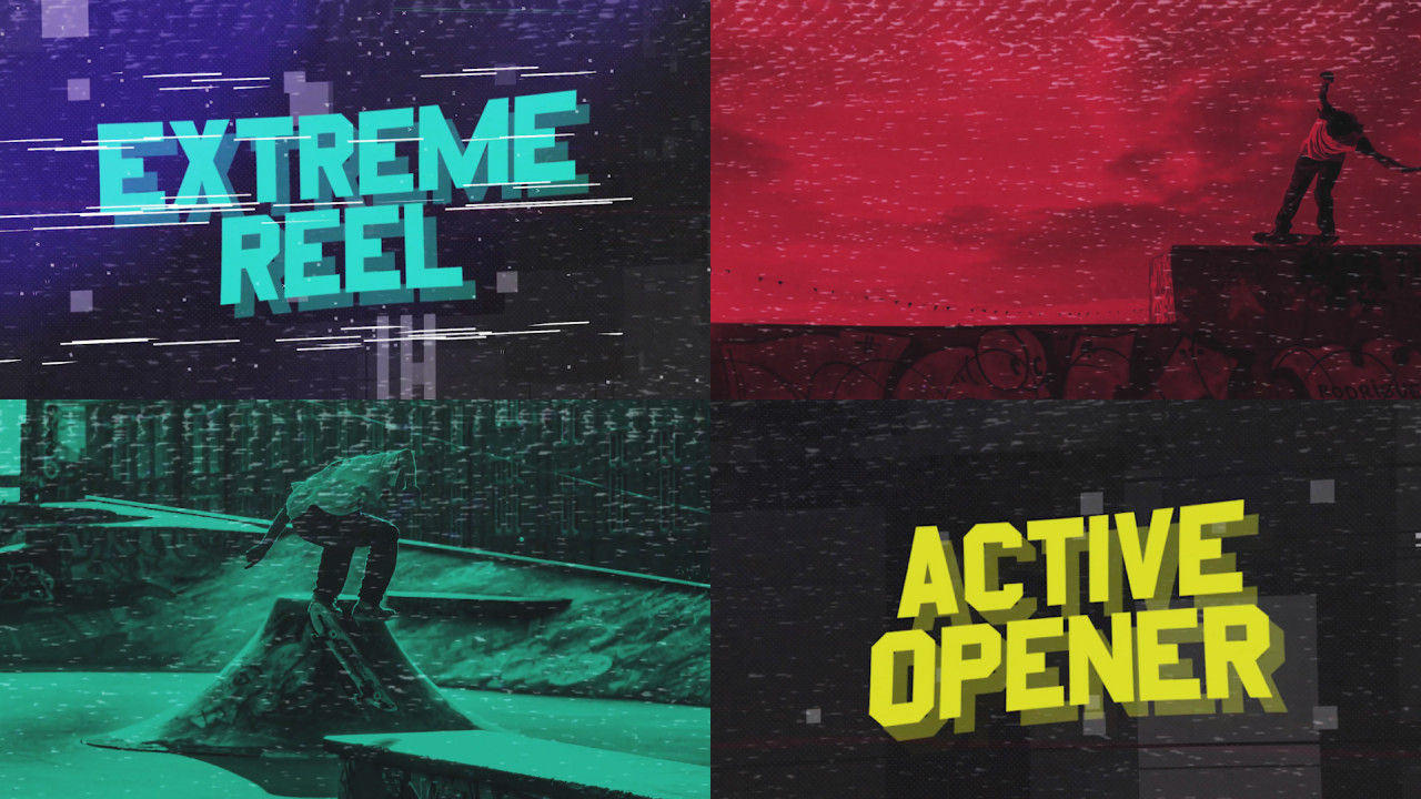 动态场景彩色文字和可定制字幕的极限运动促销素材库推荐Pr模板